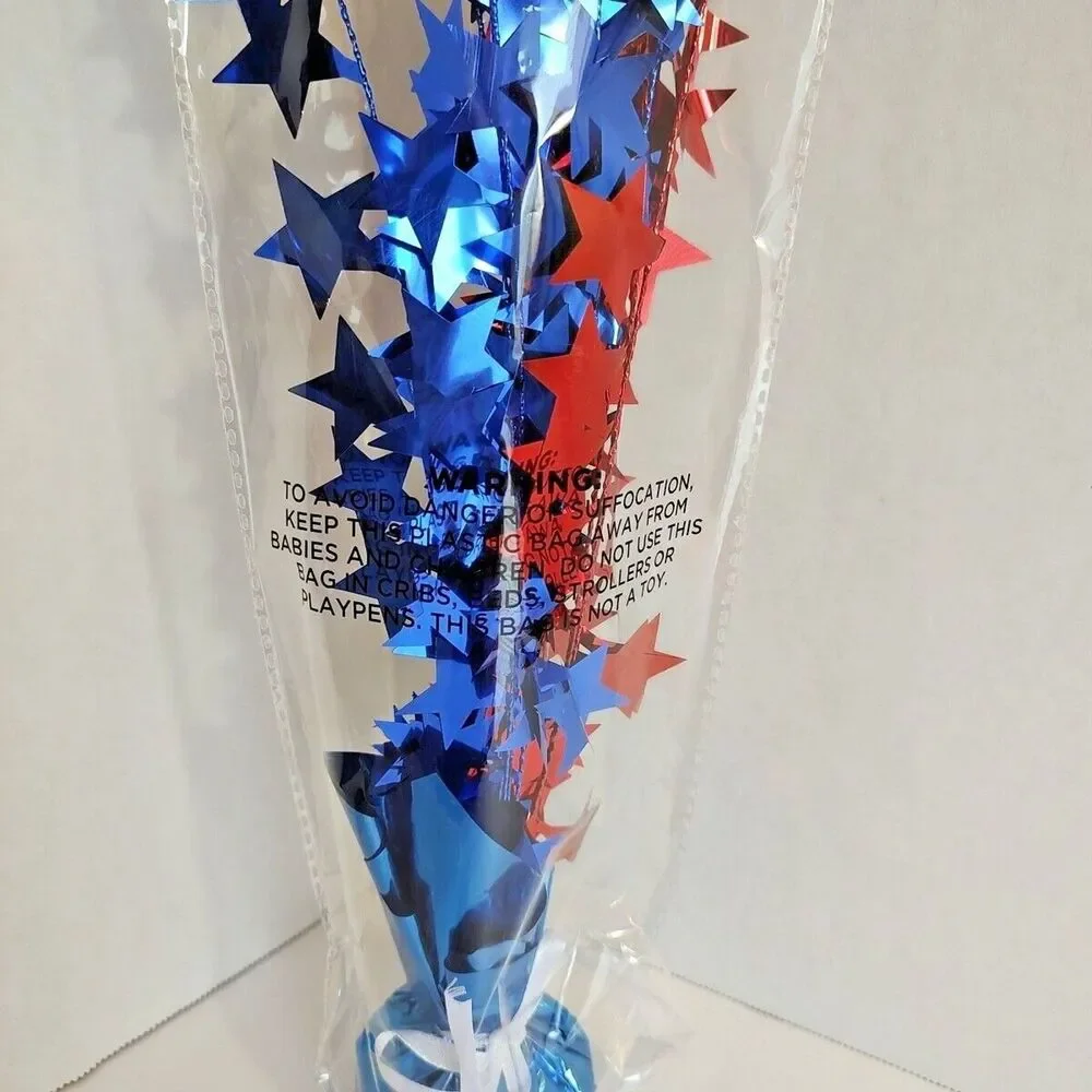 Patriotic Balloon Weight Centerpiece Metallic Red Blue Stars USA America Party